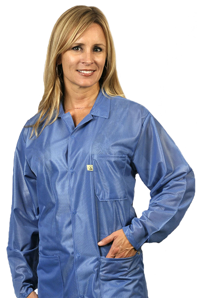 Tech Wear's LOJ-23: A traditional blue ESD jacket.